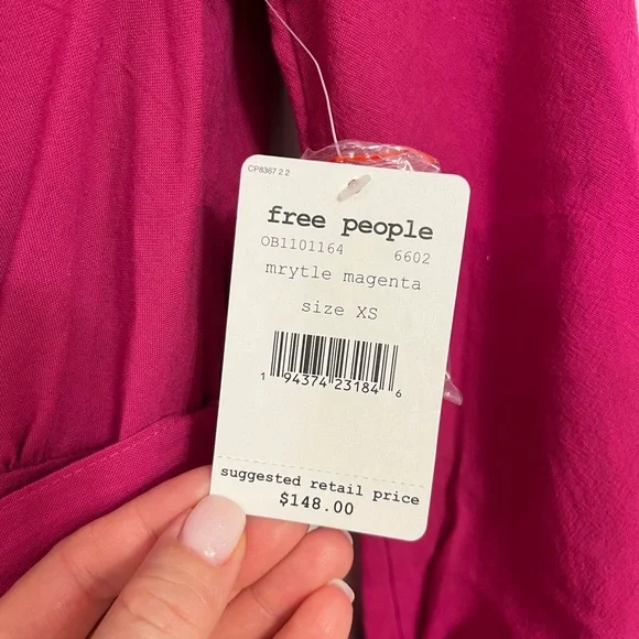 Free People Myrtle Magenta Kendra Dress - Size XS NWT - Picture 10 of 11